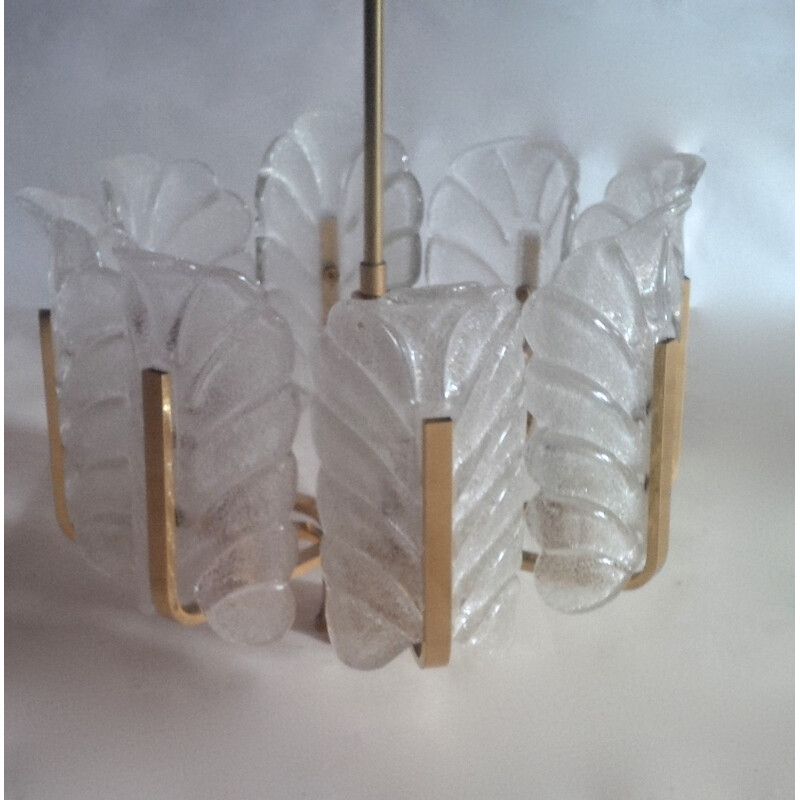 Scandinavian Orrefors chandelier in brass, Carl FAGERLUND - 1960s