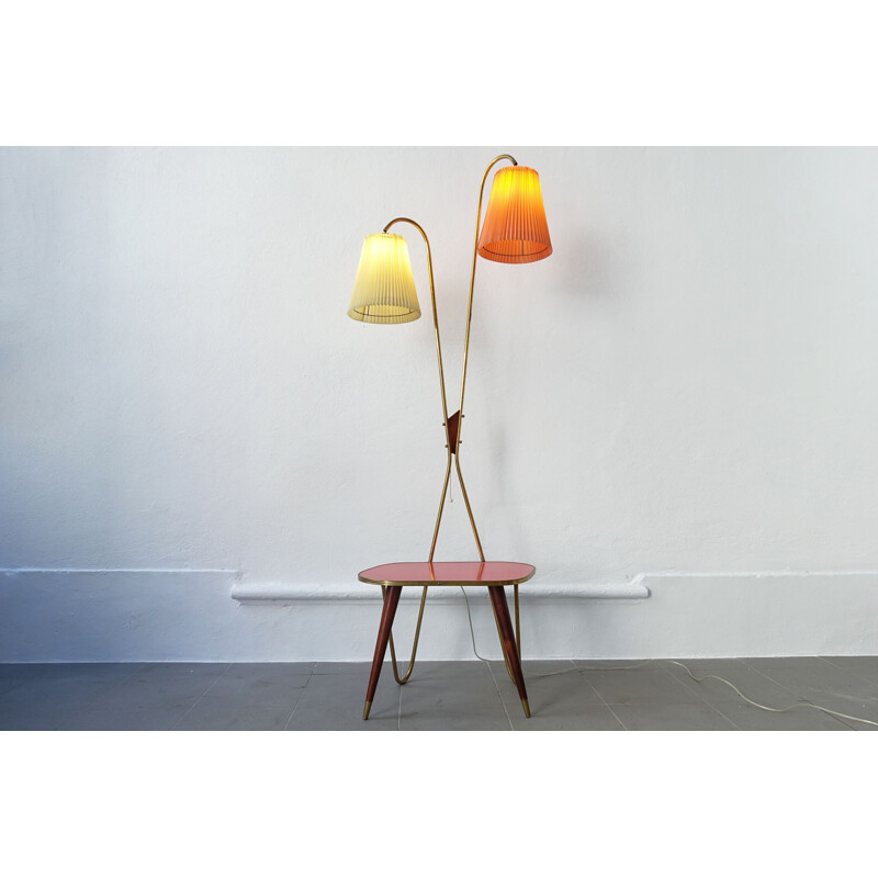 Vintage Floor Lamp and Side Table, 1950s 