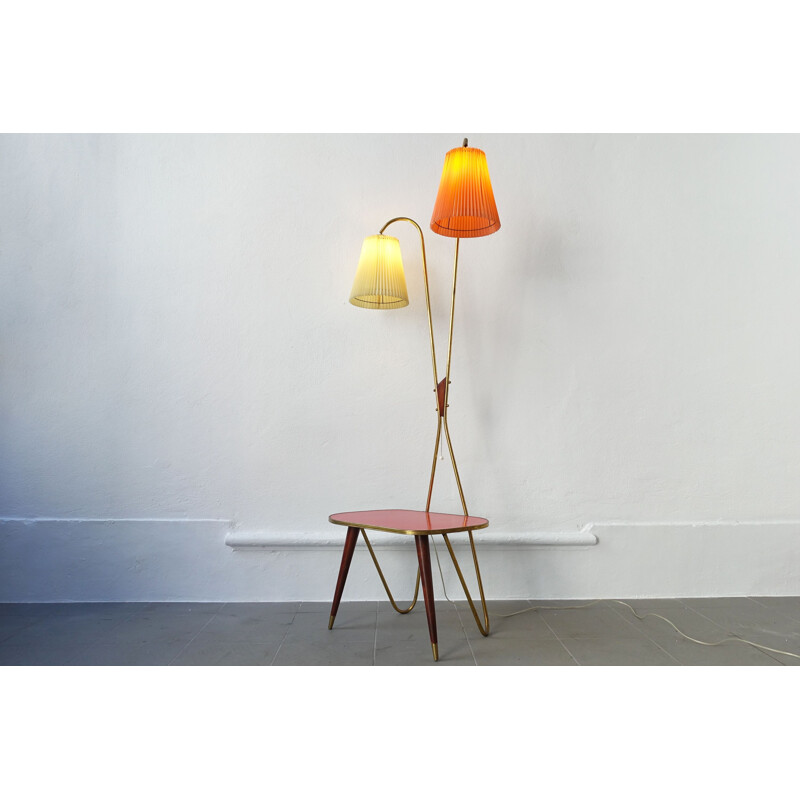 Vintage Floor Lamp and Side Table, 1950s 