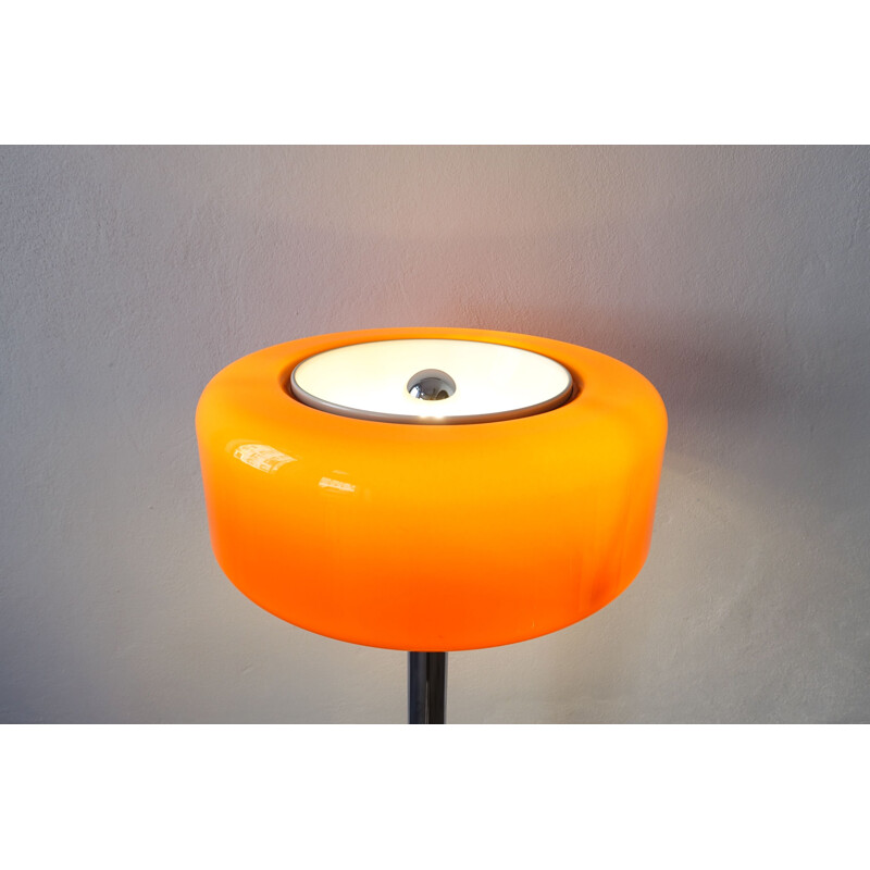 Chrome and Orange Plastic vintage Floor Lamp, 1970s 