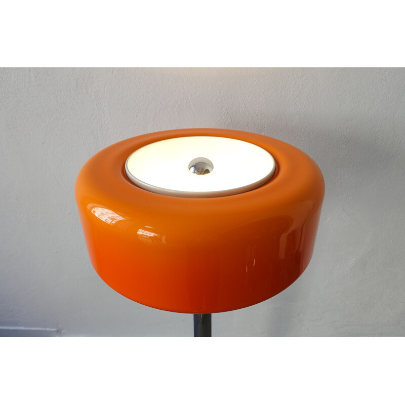 Chrome and Orange Plastic vintage Floor Lamp, 1970s 