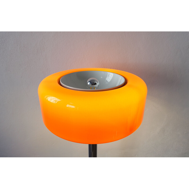 Chrome and Orange Plastic vintage Floor Lamp, 1970s 