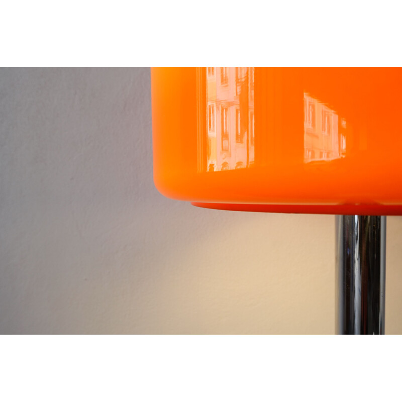 Chrome and Orange Plastic vintage Floor Lamp, 1970s 