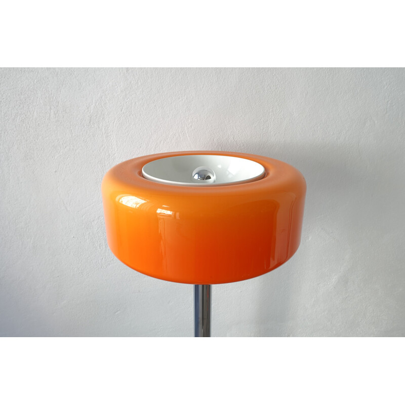 Chrome and Orange Plastic vintage Floor Lamp, 1970s 