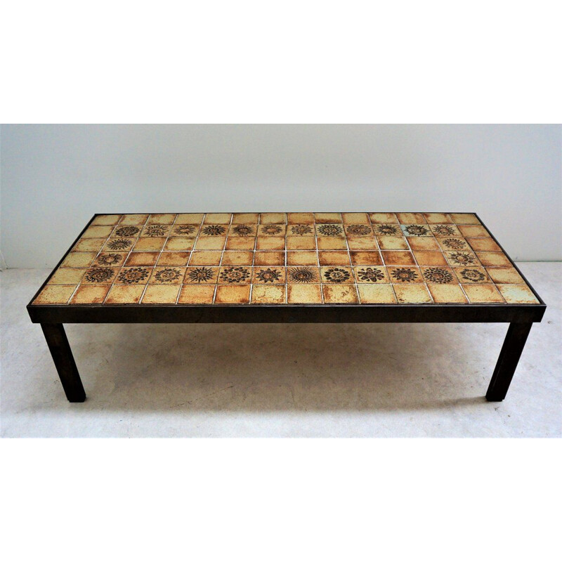 Vintage coffee table "with little faces"  R.Capron