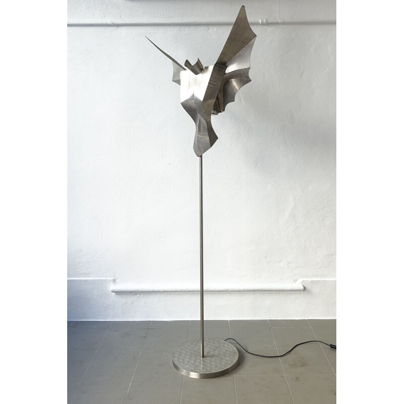 Lampadaire vintage d'ange sculté par Reinhard Stubenrauch, 1990