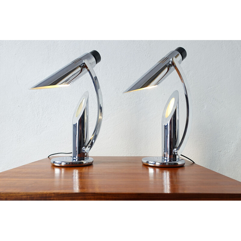 Set of 2 chrome Tharsis Foldable vintage Table Lamps by Luis Pérez de la Oliva for Fase,1973
