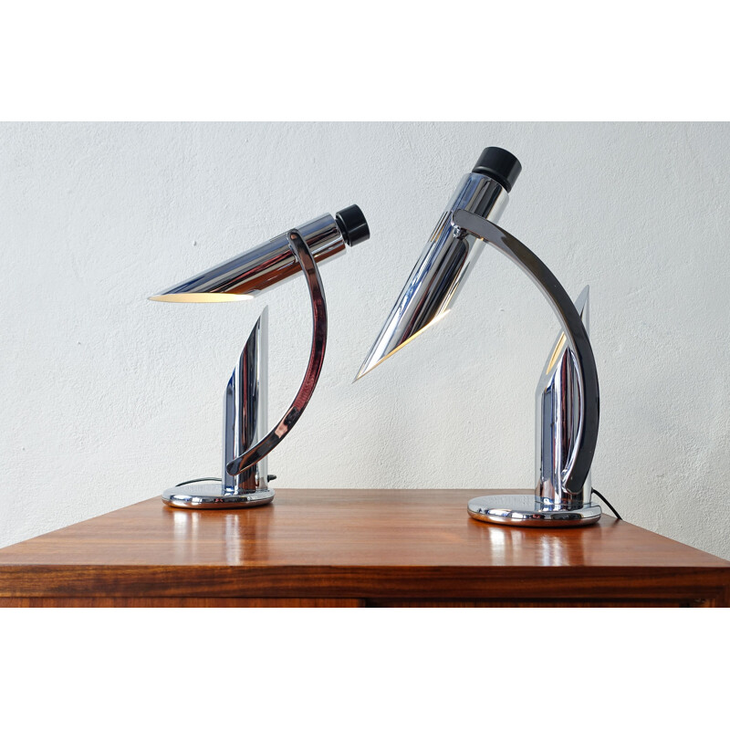 Set of 2 chrome Tharsis Foldable vintage Table Lamps by Luis Pérez de la Oliva for Fase,1973