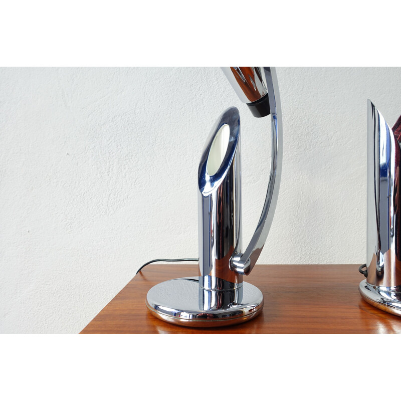 Set of 2 chrome Tharsis Foldable vintage Table Lamps by Luis Pérez de la Oliva for Fase,1973