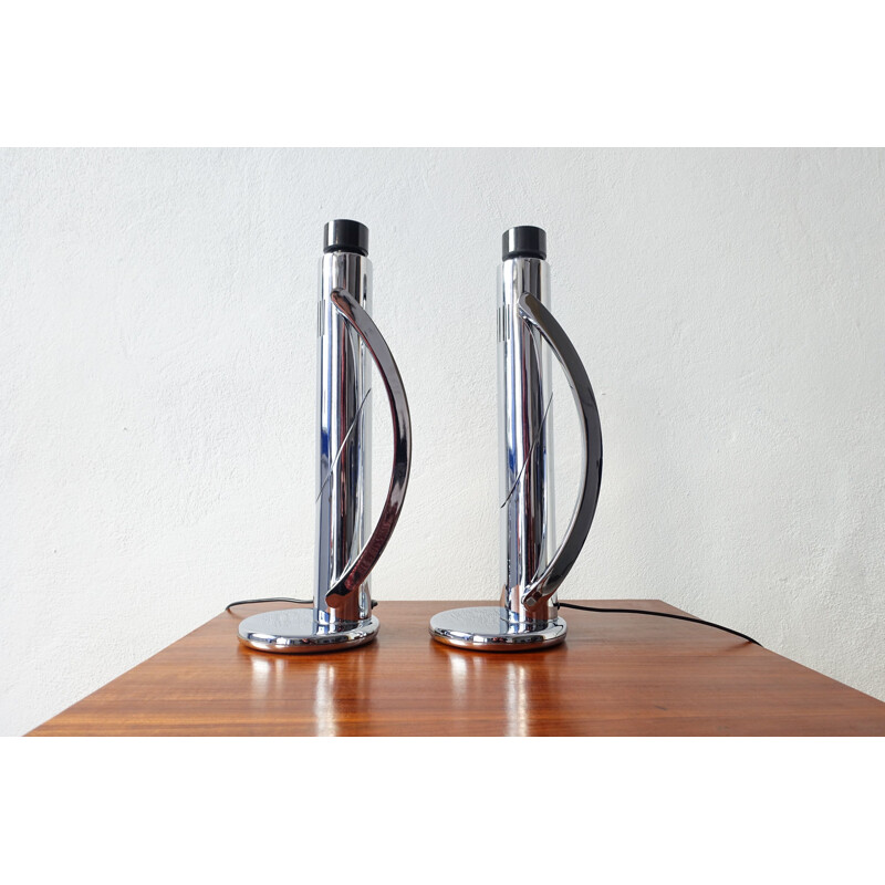 Set of 2 chrome Tharsis Foldable vintage Table Lamps by Luis Pérez de la Oliva for Fase,1973