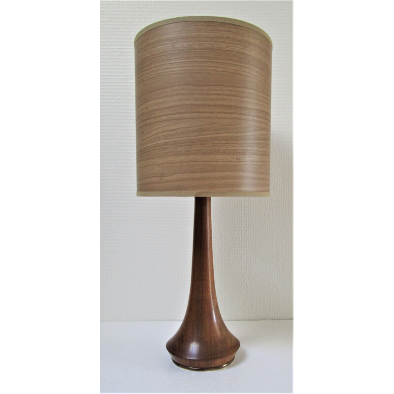 Rosewood and brass vintage table lamp 60's
