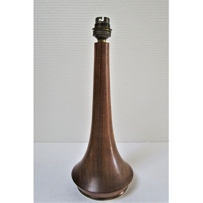 Rosewood and brass vintage table lamp 60's