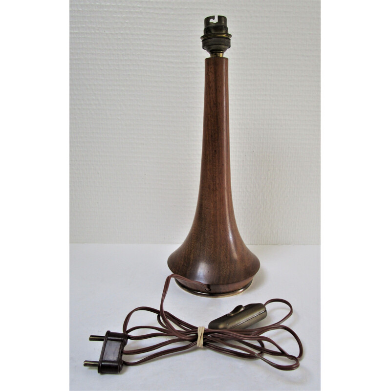 Rosewood and brass vintage table lamp 60's