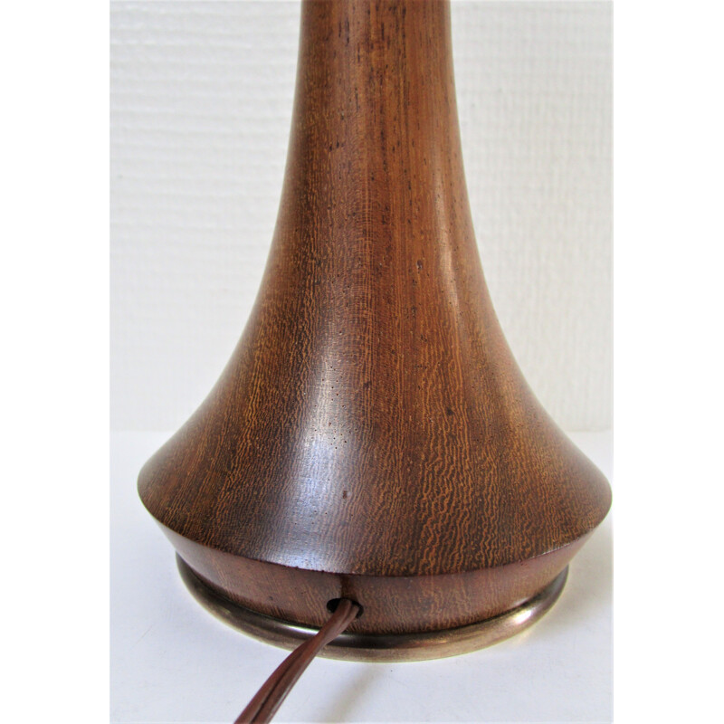 Rosewood and brass vintage table lamp 60's