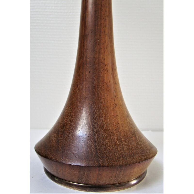 Rosewood and brass vintage table lamp 60's