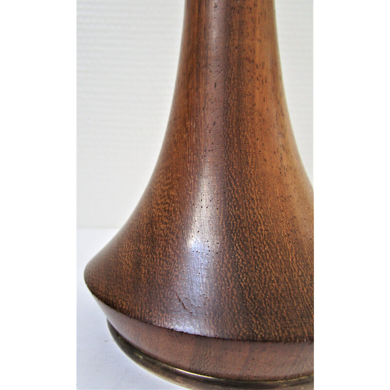 Rosewood and brass vintage table lamp 60's