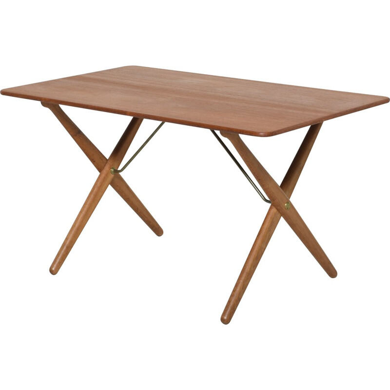 Andreas Tuck "AT308" coffee table in teak, oak & brass, H J WEGNER - 1950s