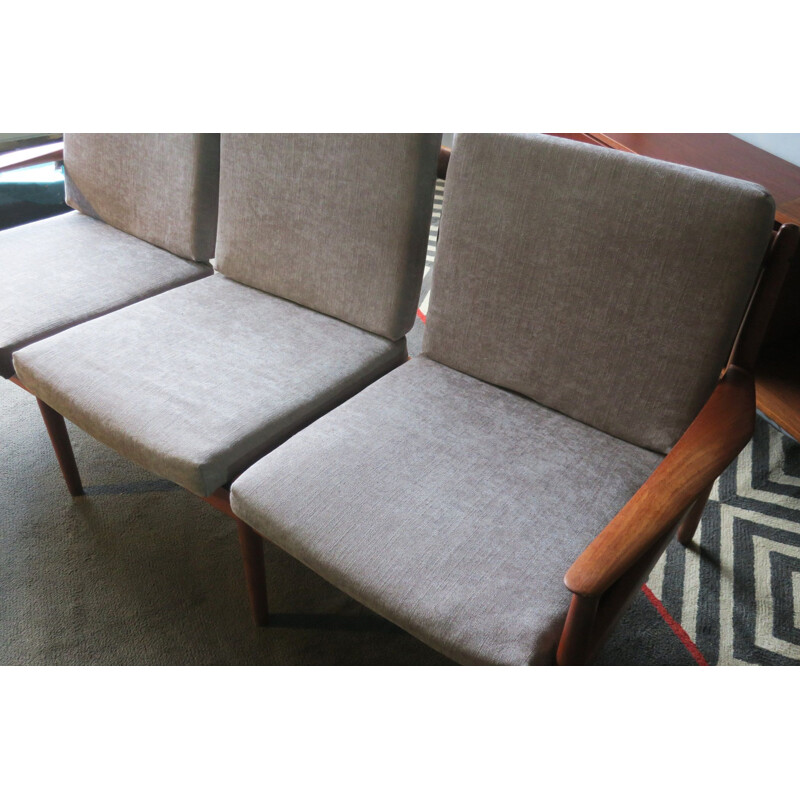 Grete Jalk Danish vintage 3-Seater Teak Sofa 1960s