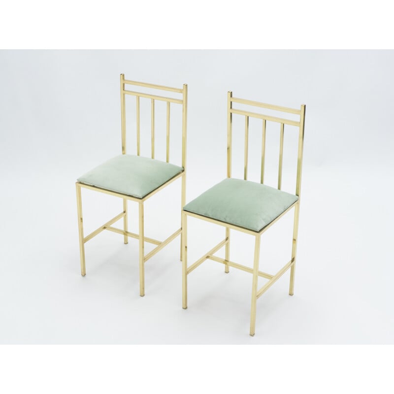 Pair of vintage brass chairs by Marc Duplantier, 1960