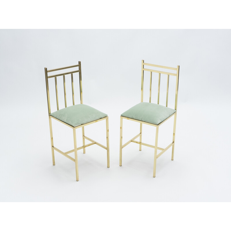 Paire de chaises vintage en laiton vernis par Marc Duplantier, 1960