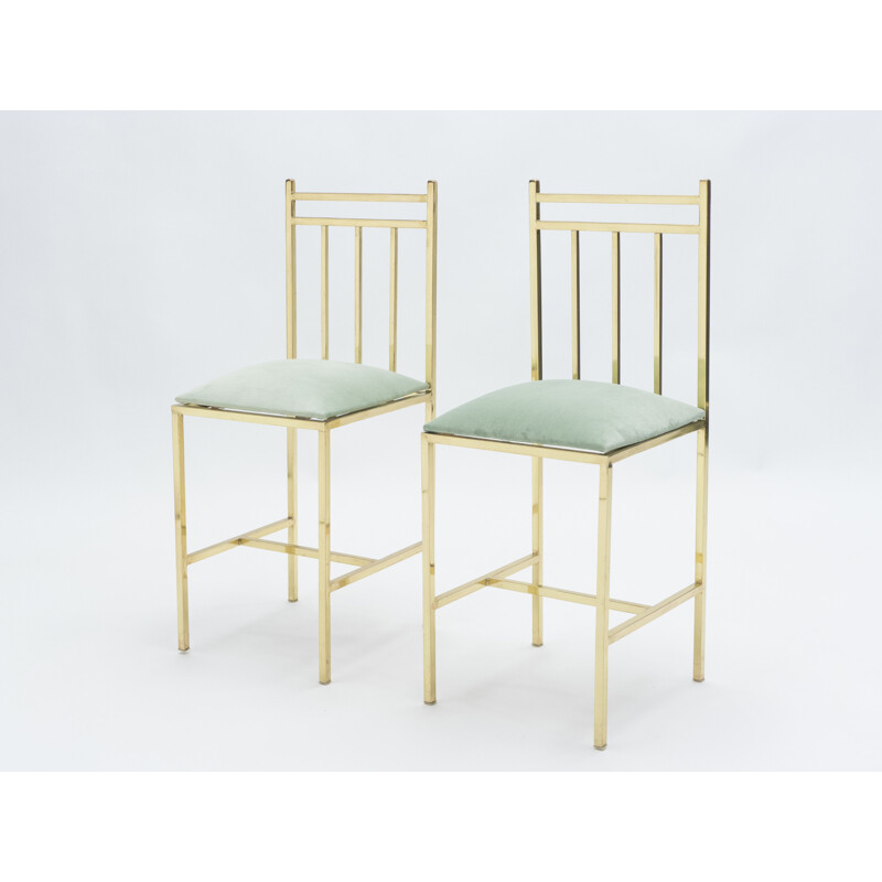 Pair of vintage brass chairs by Marc Duplantier, 1960