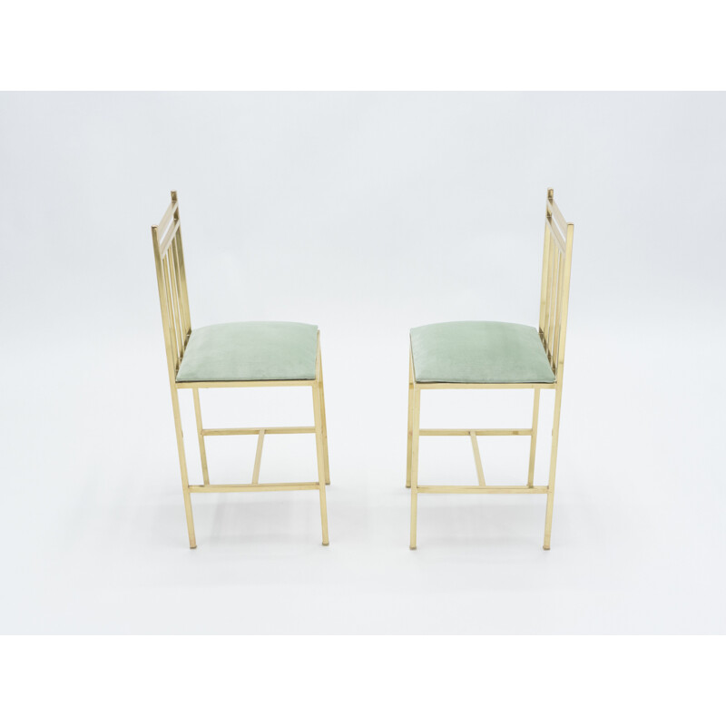 Paar vintage geverniste messing stoelen van Marc Duplantier, 1960