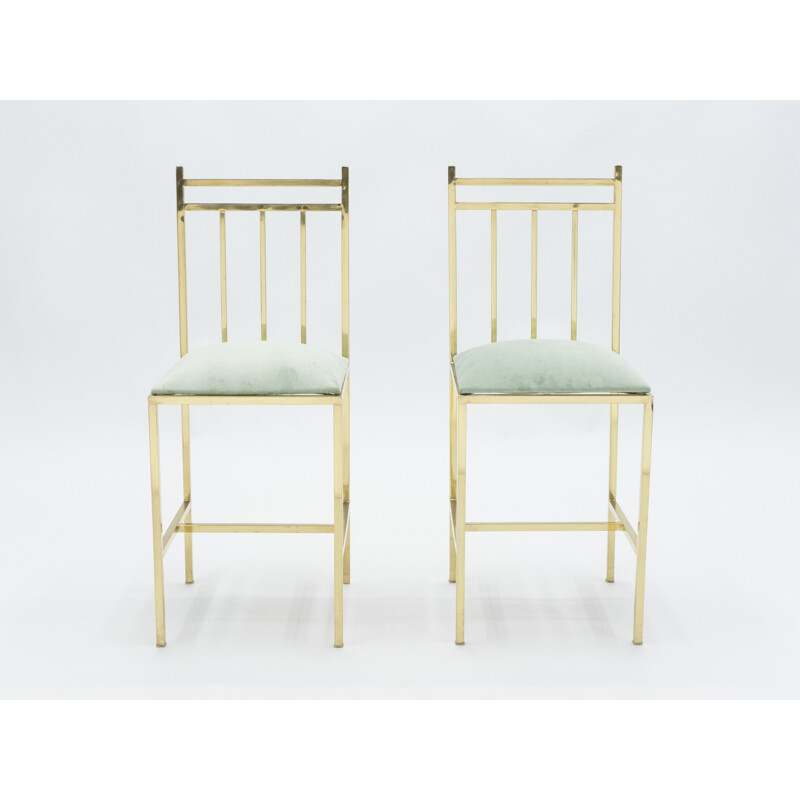Pair of vintage brass chairs by Marc Duplantier, 1960