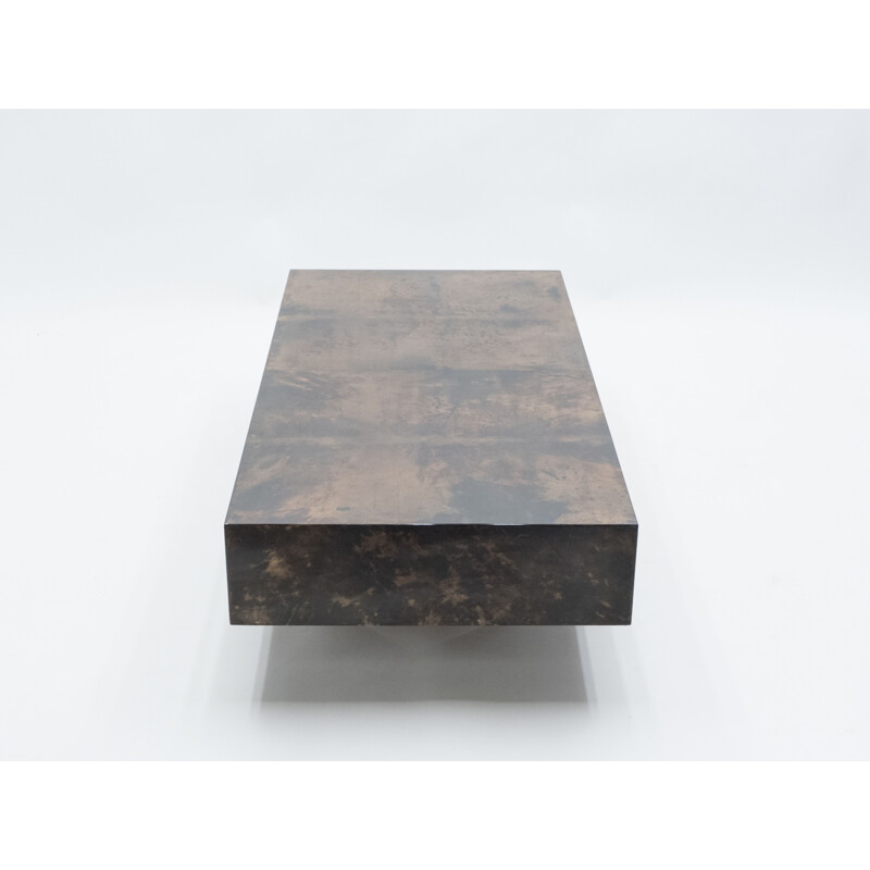 Vintage coffee table Rare parchment by Aldo Tura 60's