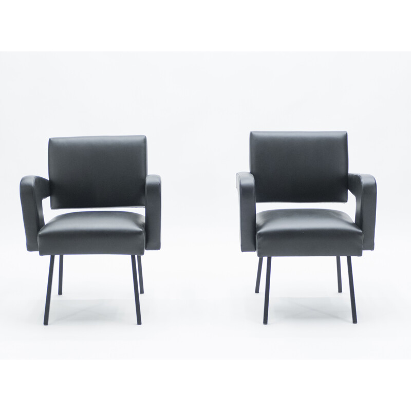 Pair of vintage armchairs by Jacques Adnet, 1959