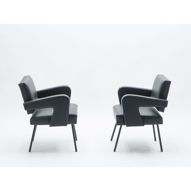 Paar vintage fauteuils van Jacques Adnet, 1959