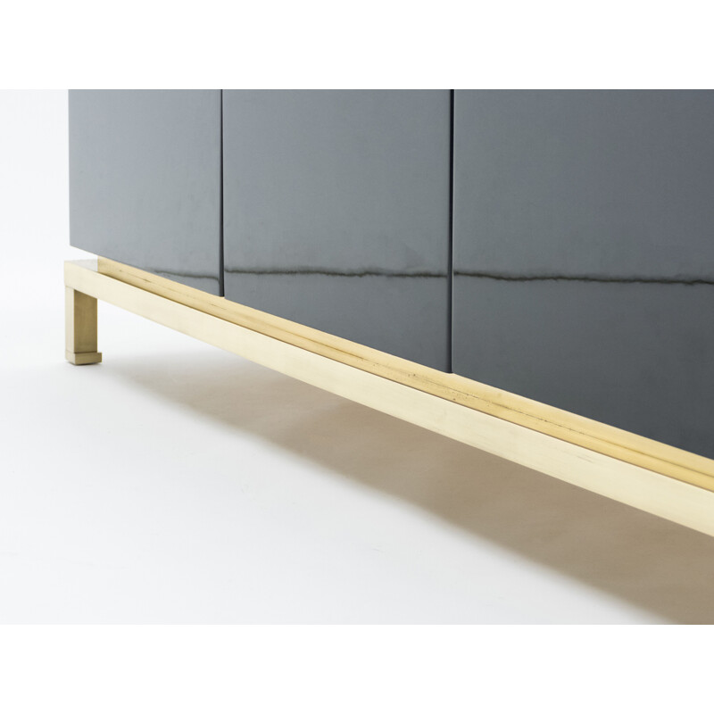 Vintage black lacquered brass sideboard from the House of Jansen, Guy Lefevre 1970