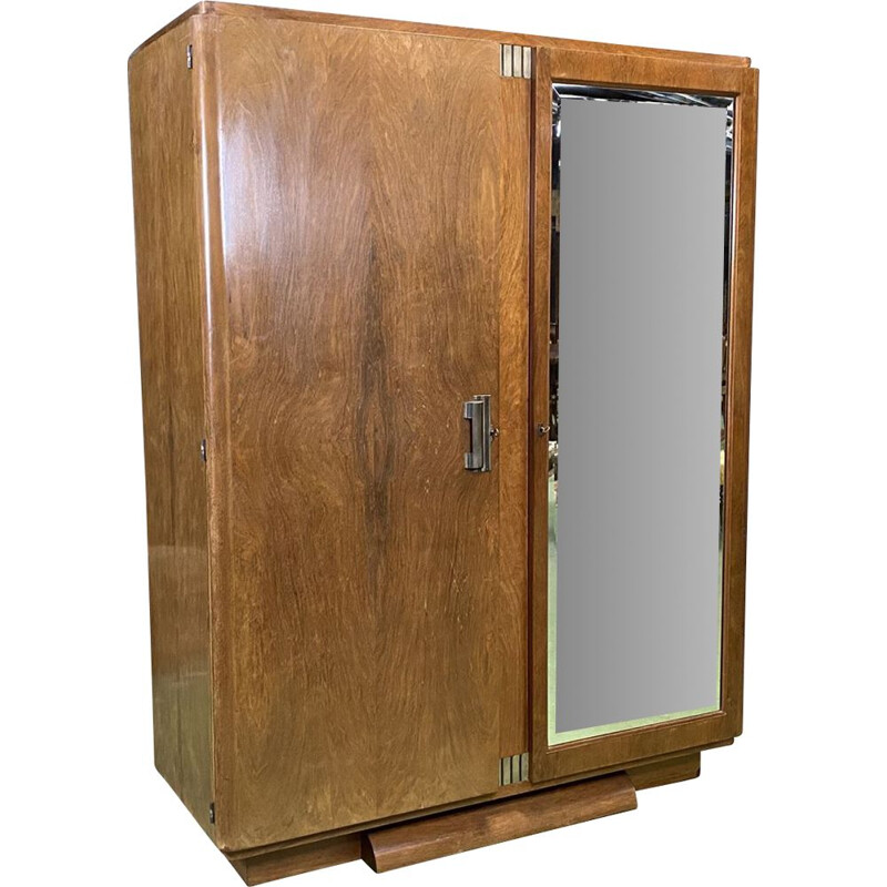 Art deco walnut vintage wardrobe - 1930's