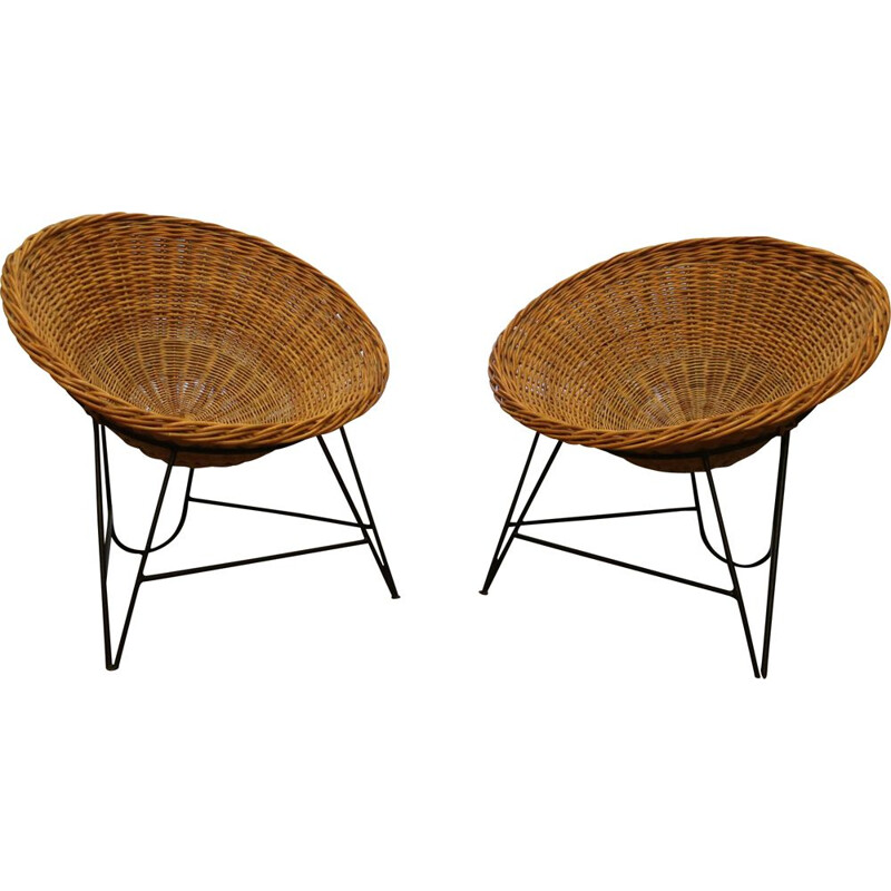 Rattan basket armchair from the 60's