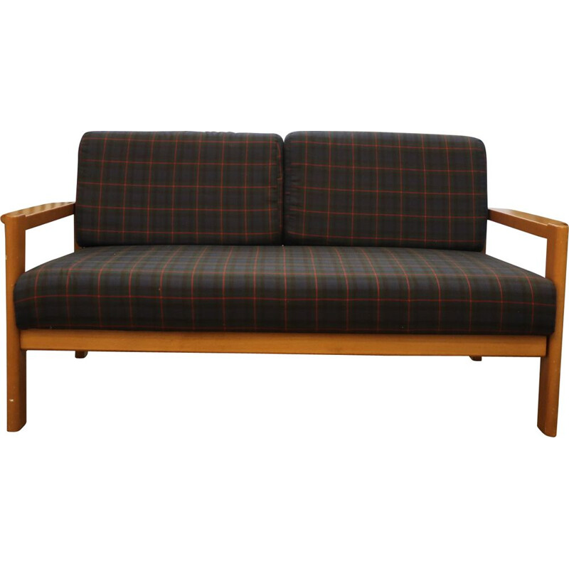 Vintage sofa with checkered fabric, 1960