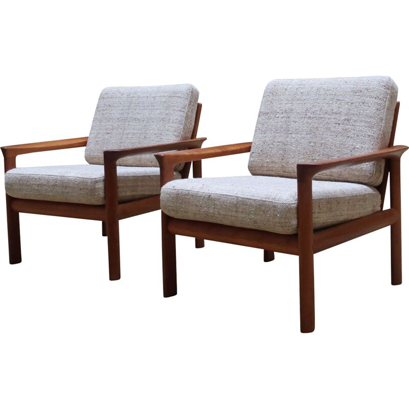 Pair of teak vintage armchairs by Sven Ellekaer for Komfort 1960 