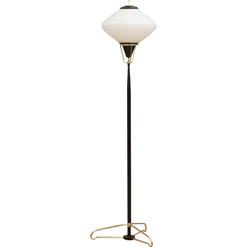 Lampadaire vintage en verre opalin blanc de Stilnovo, 1960