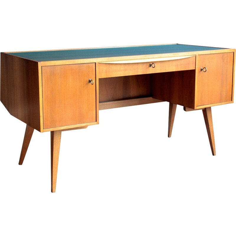 Deutsche Werkstatten Hellerau wooden and glass desk, Franz EHRLICH - 1950s