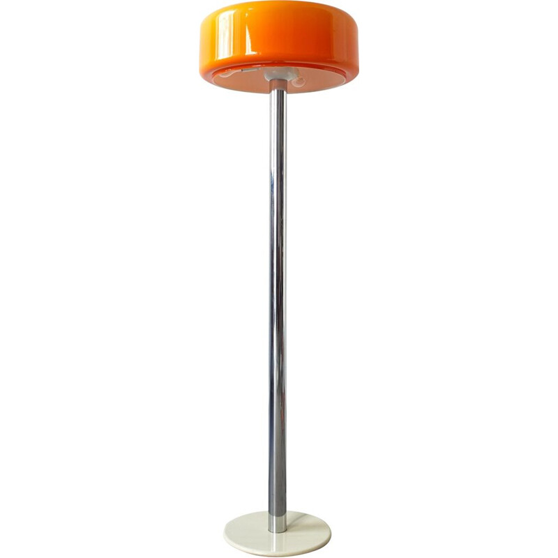 Chrome and Orange Plastic vintage Floor Lamp, 1970s 