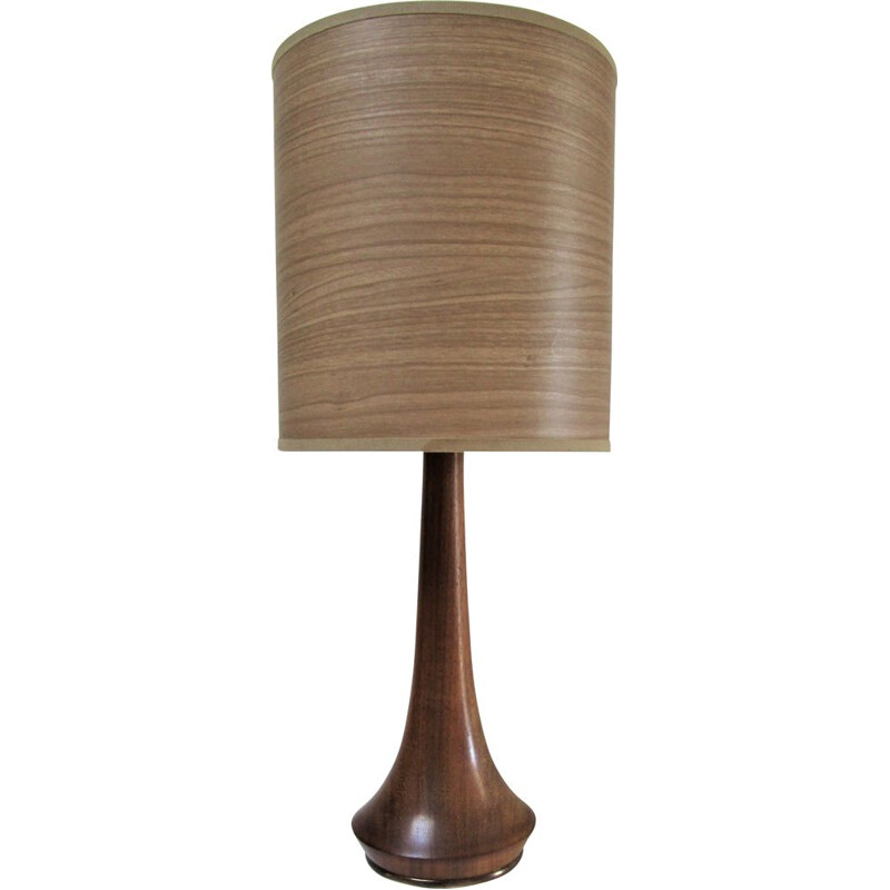 Rosewood and brass vintage table lamp 60's