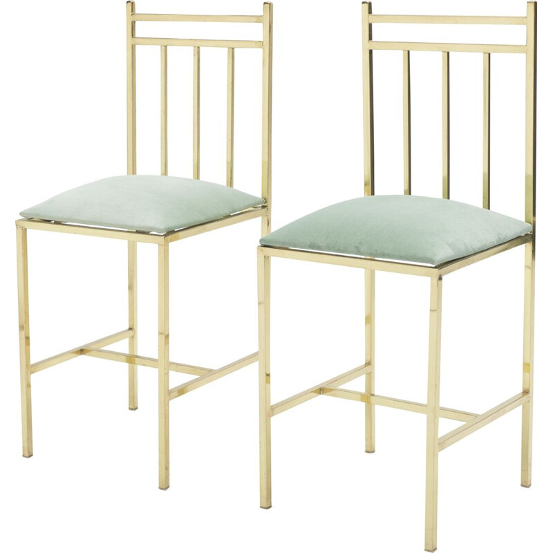 Pair of vintage brass chairs by Marc Duplantier, 1960