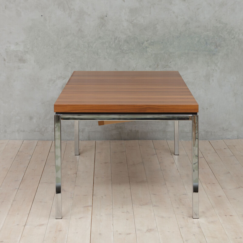 Teak and chrome extension table
