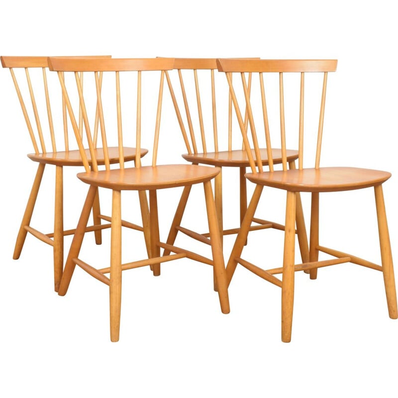 Ensemble de 4 chaises vintage de salle à manger danoises du milieu du siècle de Farstrup, 1960