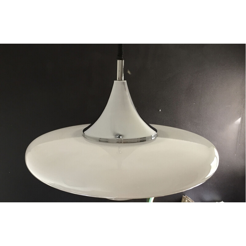 Vintage chandelier Dlg Carlo Nason in white plastic