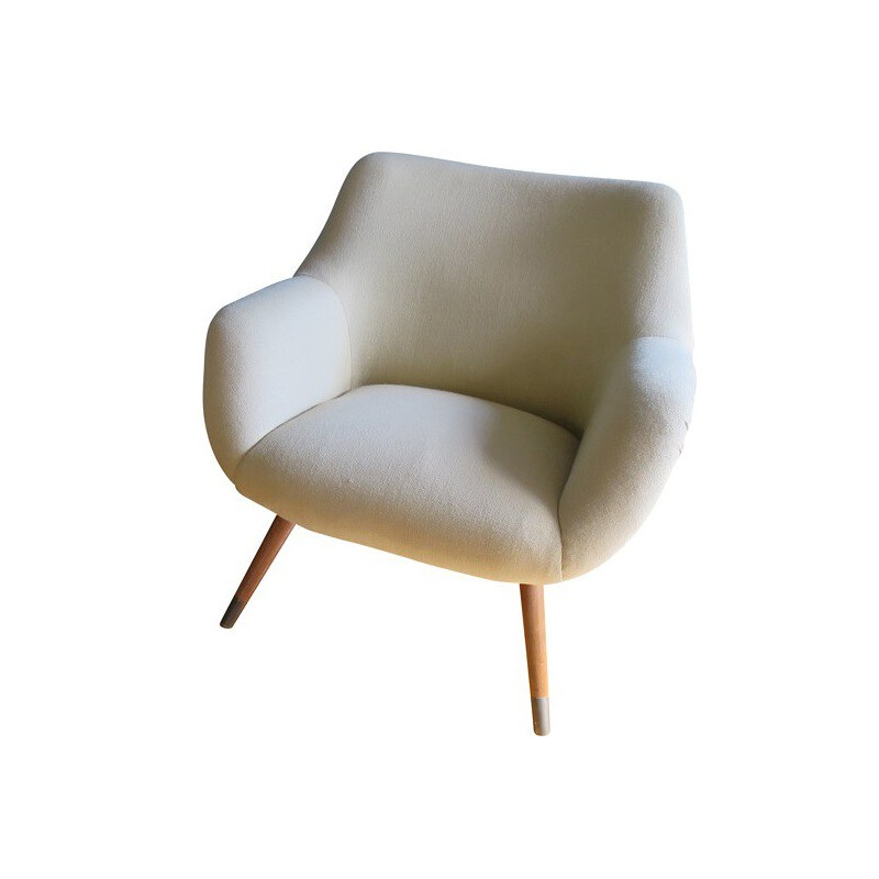 Organic style beige armchair - 1950s