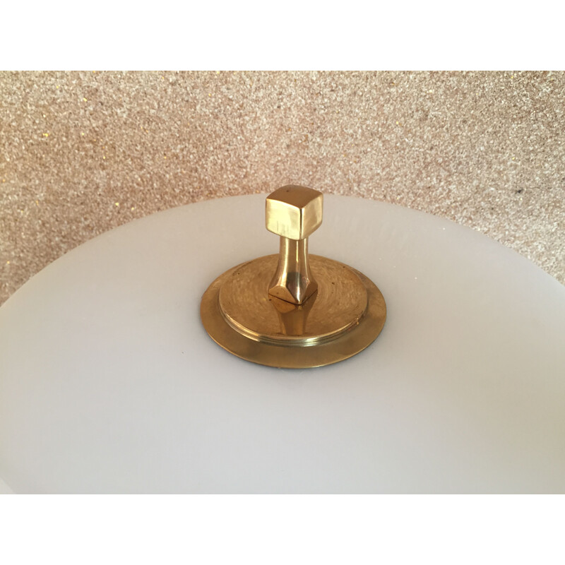 Vintage Brass lamp in white opaline 1970