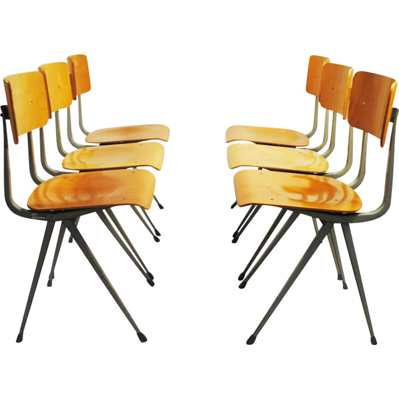 Set of 6 Arhend de Cirkel "Result" chairs, Friso KRAMER - 1950s