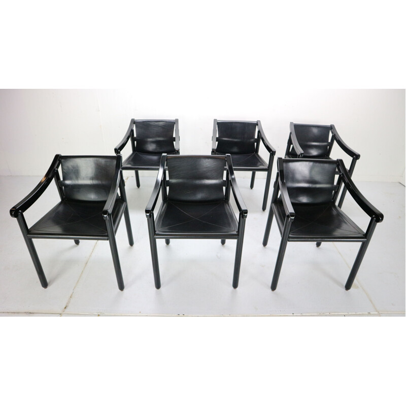 Set of six dining room chairs by Vico Magistretti in 1964, Italy