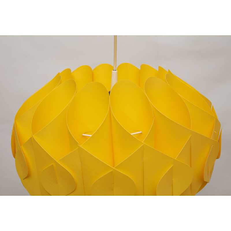 Vintage yellow plastic hanging lamp 1970