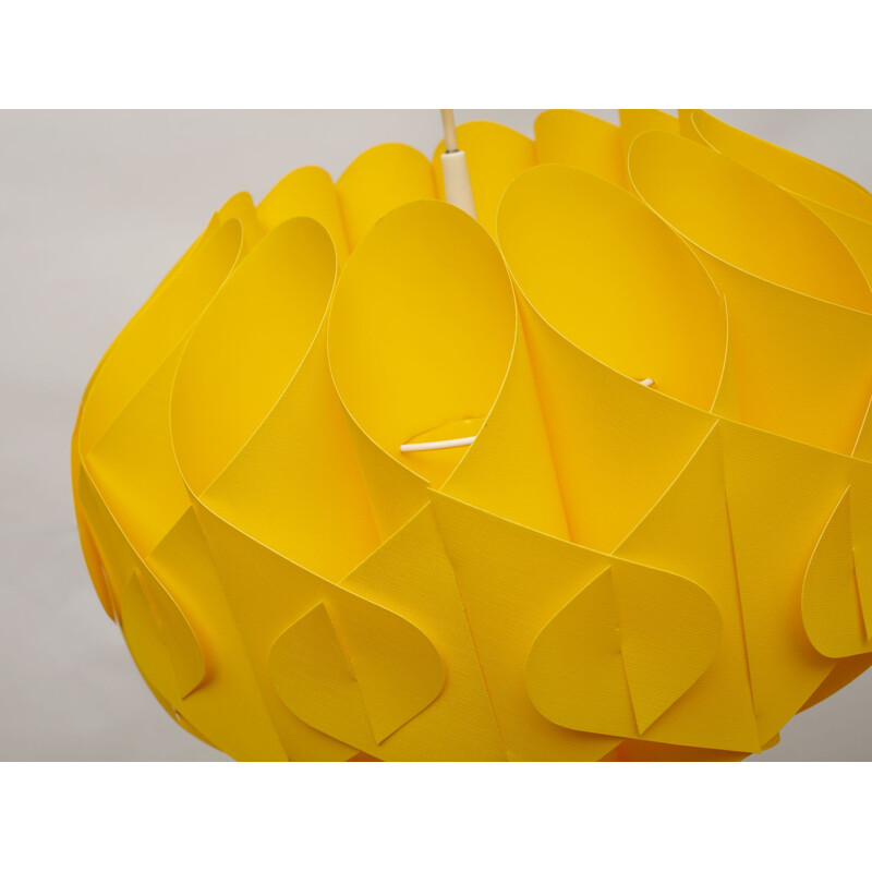 Vintage yellow plastic hanging lamp 1970