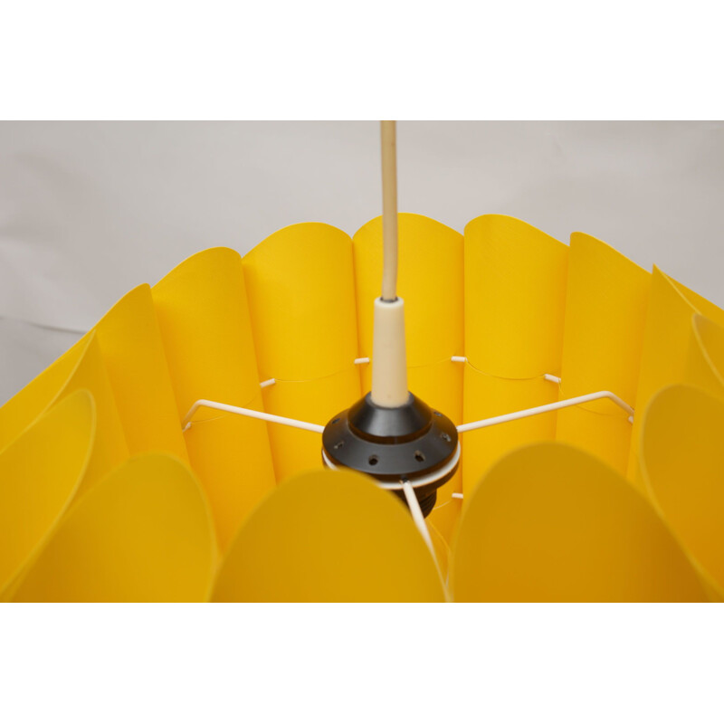 Vintage yellow plastic hanging lamp 1970